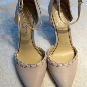 Jessica Simpson Beige Nude Studded Ankle Strap High Heels Size 10M